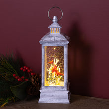 Load image into Gallery viewer, LED Snow Globe Lantern with Cardinal Bird Scene 12.74&quot;H
