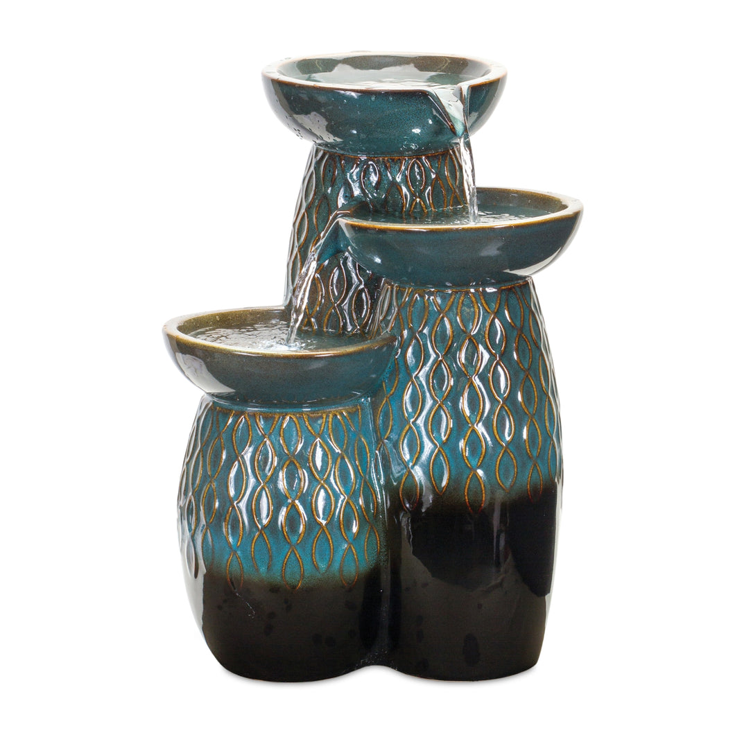 Ceramic Tiered Bowl Fountain with Blue and Black Finish 23