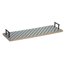 Load image into Gallery viewer, Mango Wood Tray with Geometric Design and Metal Handle Accents (Set of 2)
