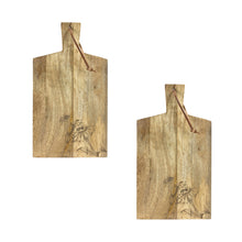 Load image into Gallery viewer, Natural Mango Wood Cutting Board with Etched Floral and Bee Design (Set of 2)
