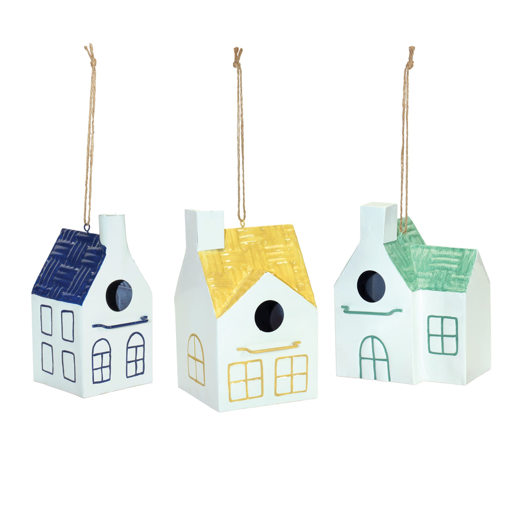 Hanging Metal Bird House Garden DŽcor (Set of 3)