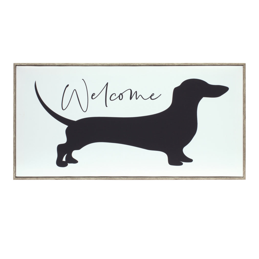 Wood Framed Dachshund Welcome Sign 19.75