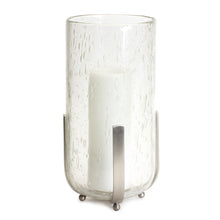 Load image into Gallery viewer, Bubbled Glass Vase Candle Hurricane with Metal Stand
