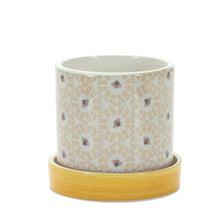 Load image into Gallery viewer, Stone Bumble Bee Striped Planter with Plate (Set of 2)
