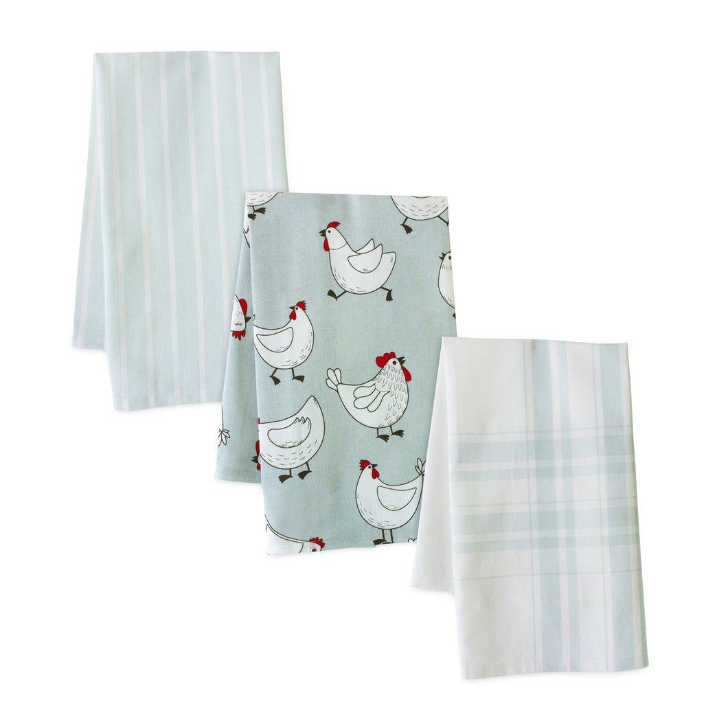Chicken Striped Tea Towel (Set of 3)