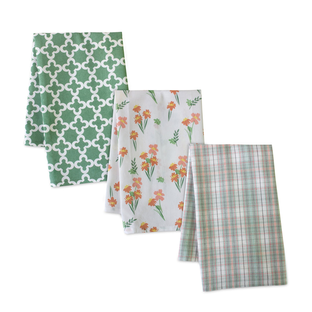 Floral Plaid Tea Towel (Set of 3)