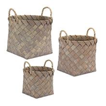 Load image into Gallery viewer, Natural Woven Wicker Basket with Handles (Set of 3)
