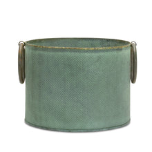 Load image into Gallery viewer, Round Metal Tub Platner with Distressed Green Finish (Set of 2)
