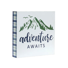 Load image into Gallery viewer, Wood Adventure Block Sentiment Sign (Set of 4)
