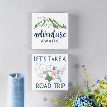 Load image into Gallery viewer, Wood Adventure Block Sentiment Sign (Set of 4)
