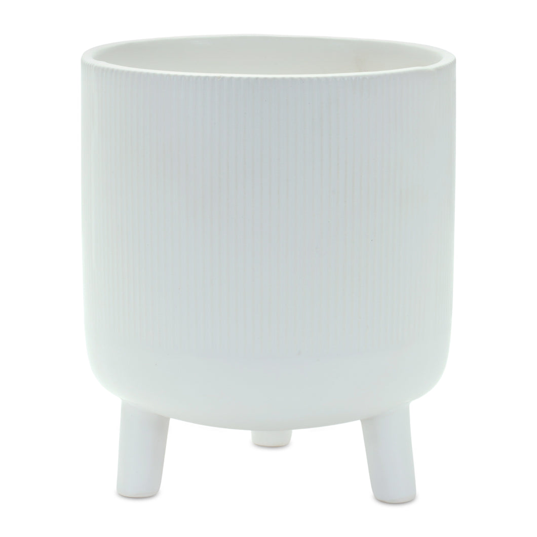 Ribbed Stone Footed Planter 7