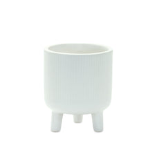 Load image into Gallery viewer, Ribbed Stone Footed Planter (Set of 2)
