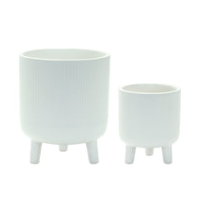 Load image into Gallery viewer, Ribbed Stone Footed Planter (Set of 2)
