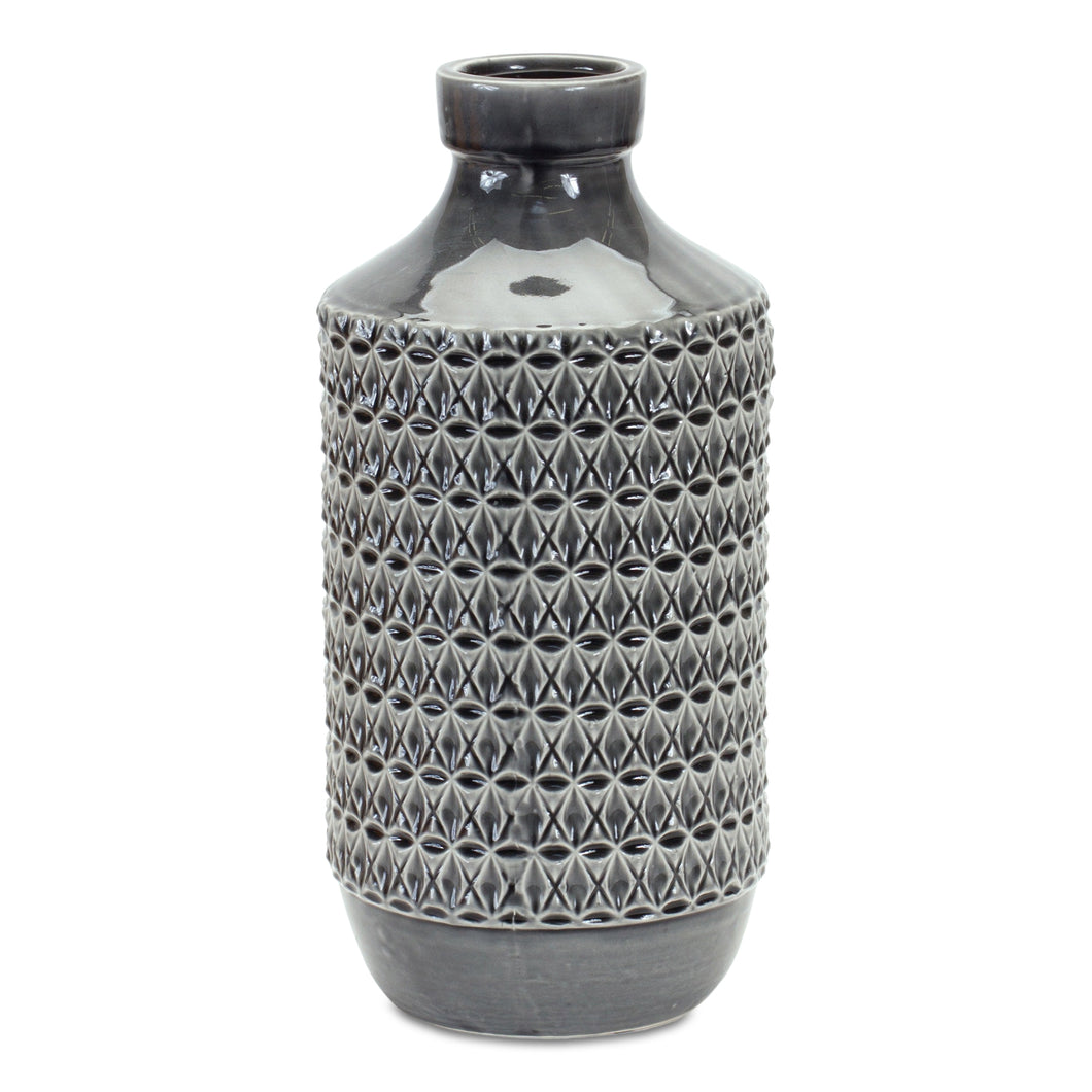 Goemetric Terra Cotta Vase with Black Finish 14