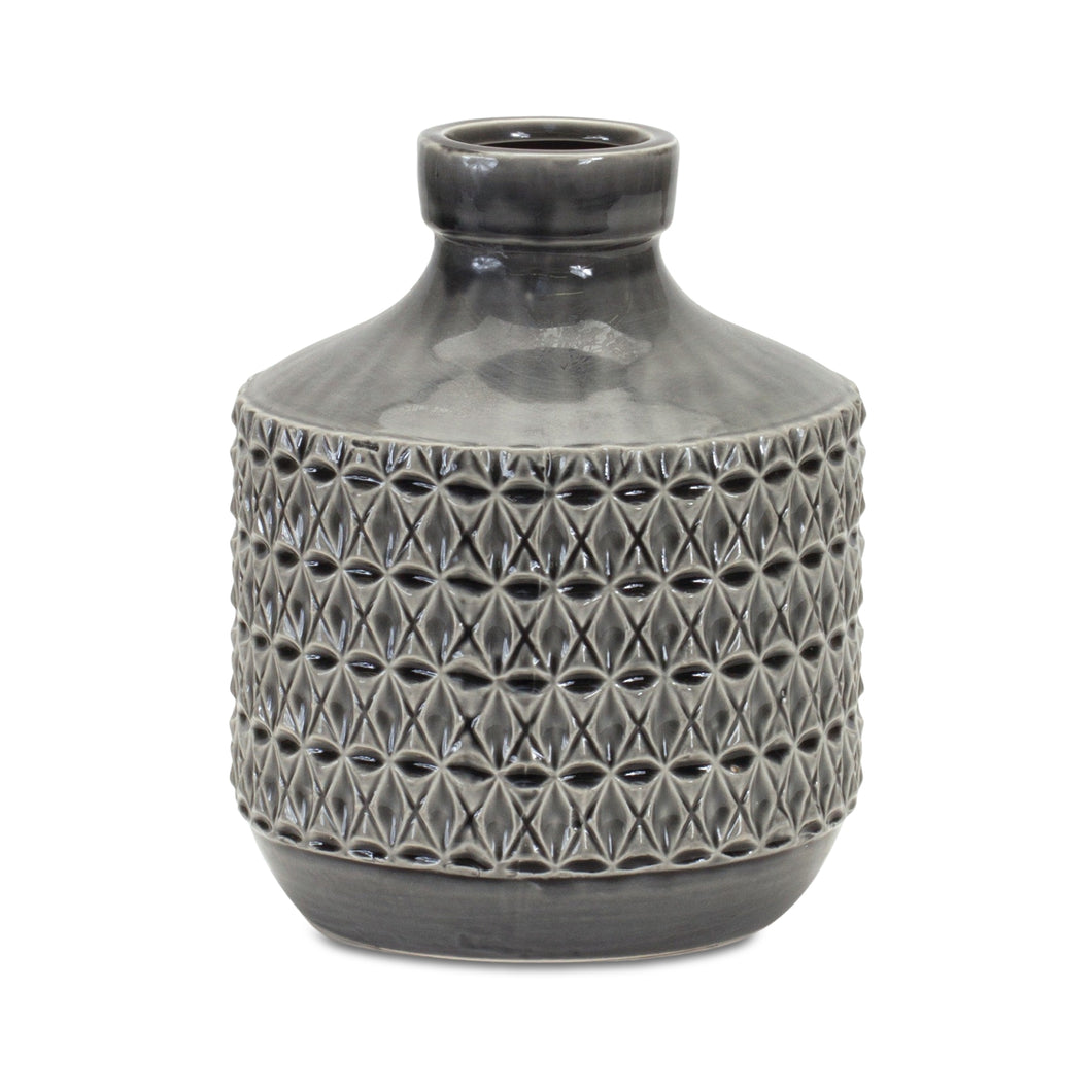 Goemetric Terra Cotta Vase with Black Finish 9