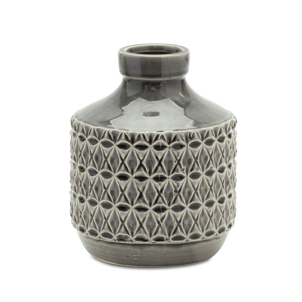 Goemetric Terra Cotta Vase with Black Finish 7