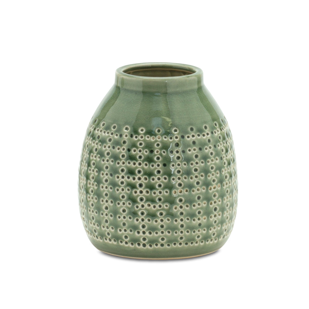 Punched Terra Cotta Vase 6.5