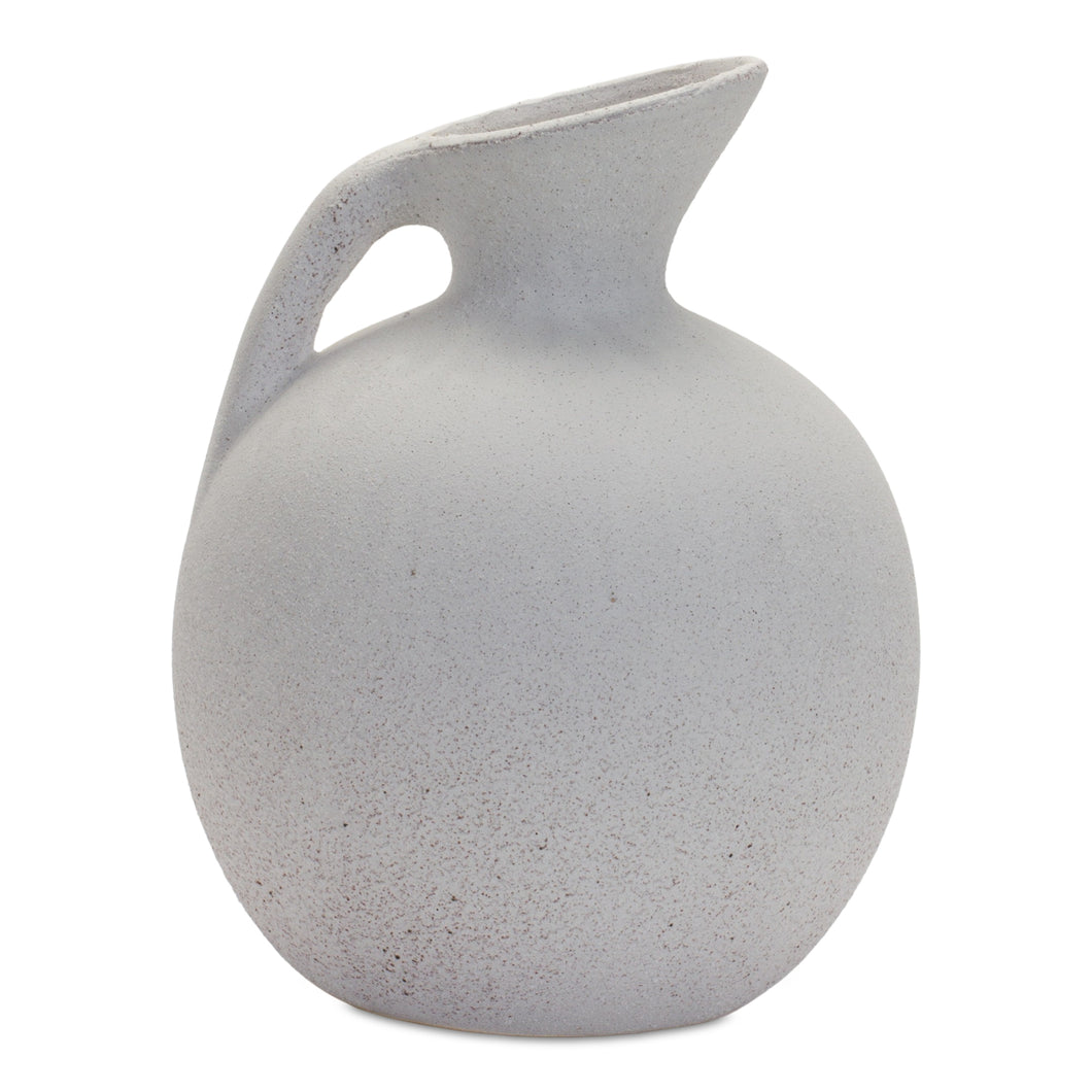 Modern White Clay Pitcher Vase 9.5