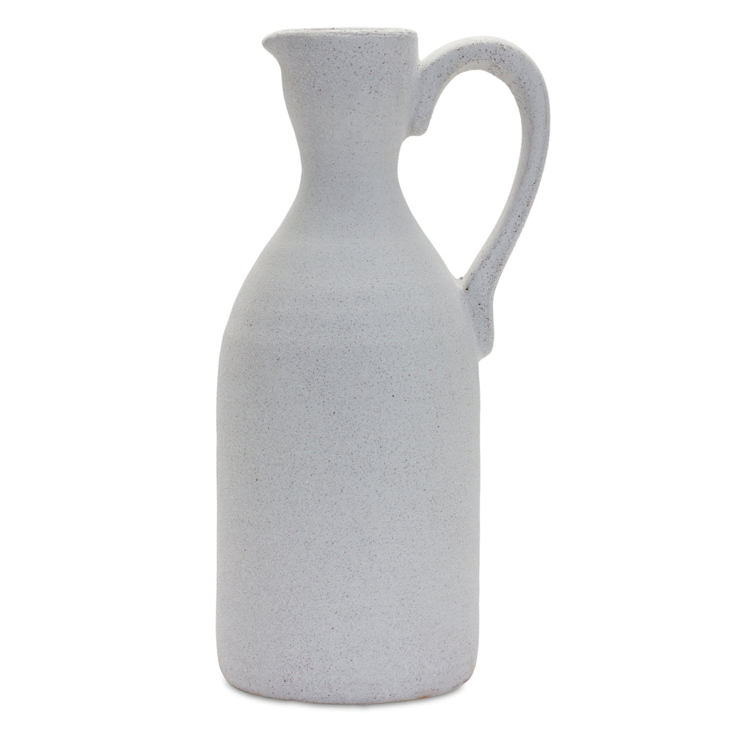 Modern White Clay Pitcher Vase 13.5