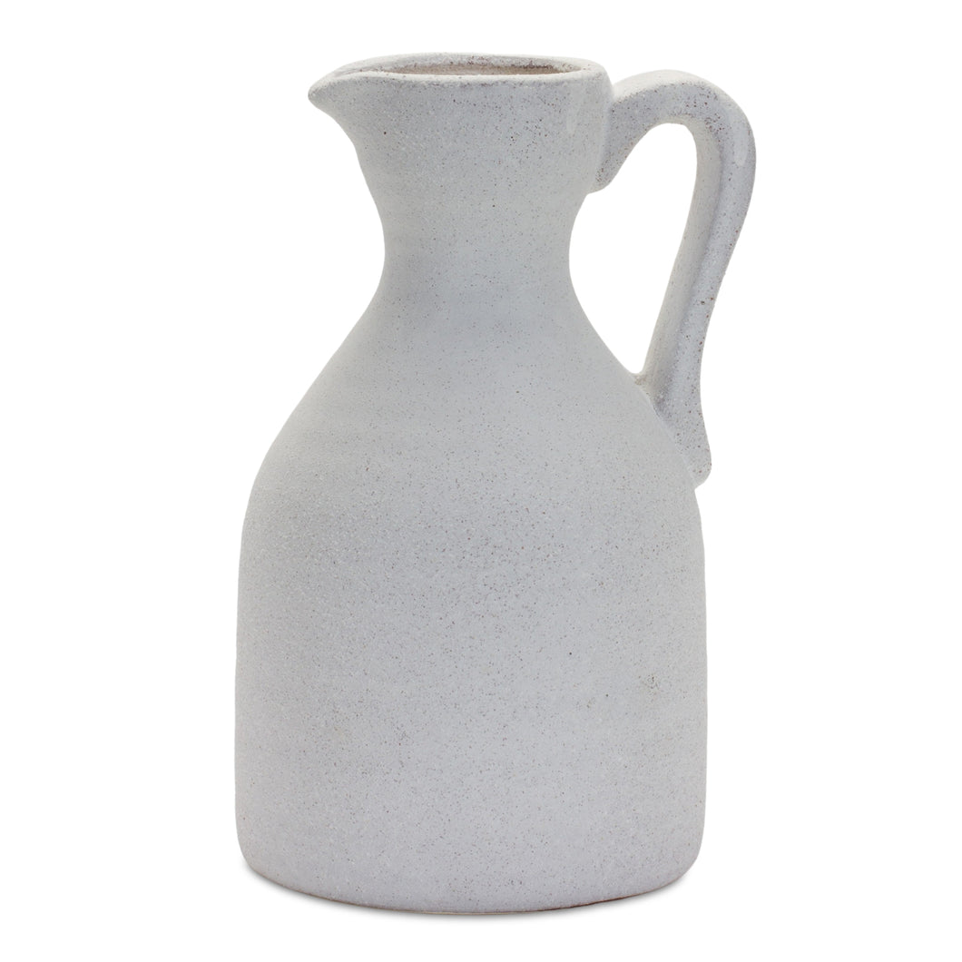 Modern White Clay Pitcher Vase 10.5
