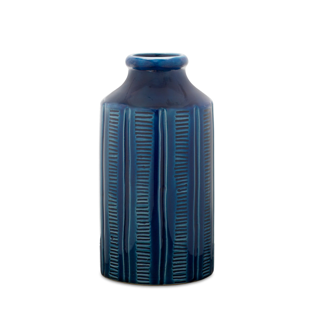Blue Etched Terra Cotta Vase 10