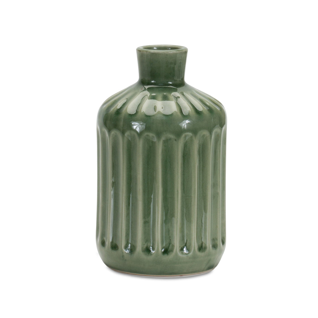 Green Ribbed Terra Cotta Vase 7