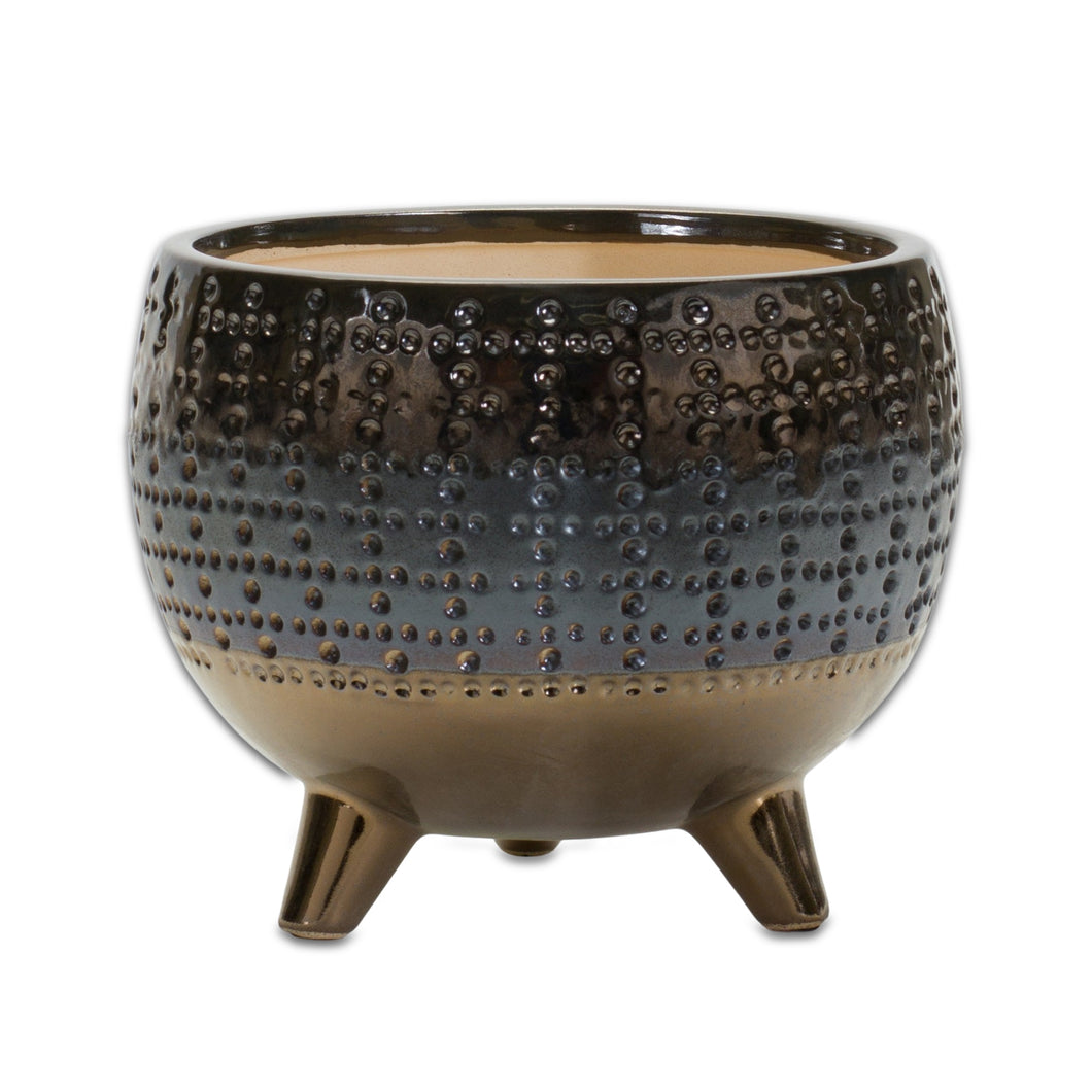 Dotted Ceramic Planter with Pewter Accent 6
