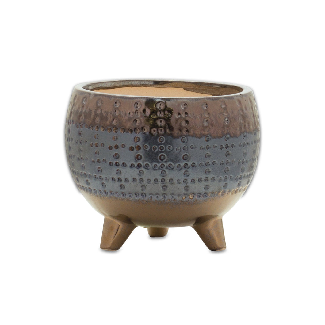 Dotted Ceramic Planter with Pewter Accent 5.25