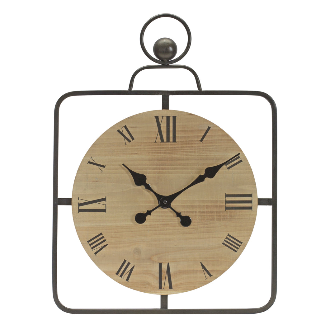 Wooden Wall Clock in Iron Frame 16