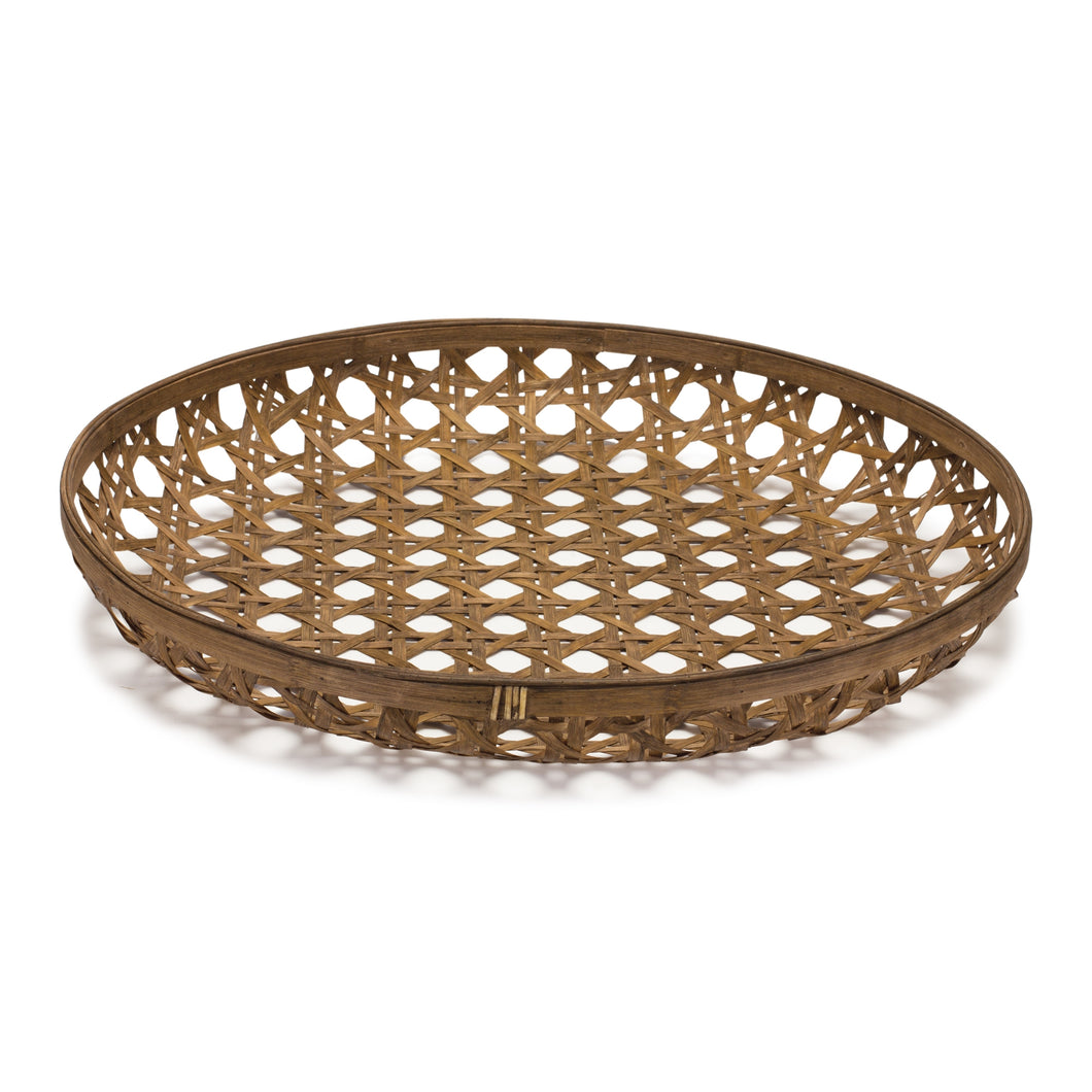 Large Round Bamboo Wooden Tray 26