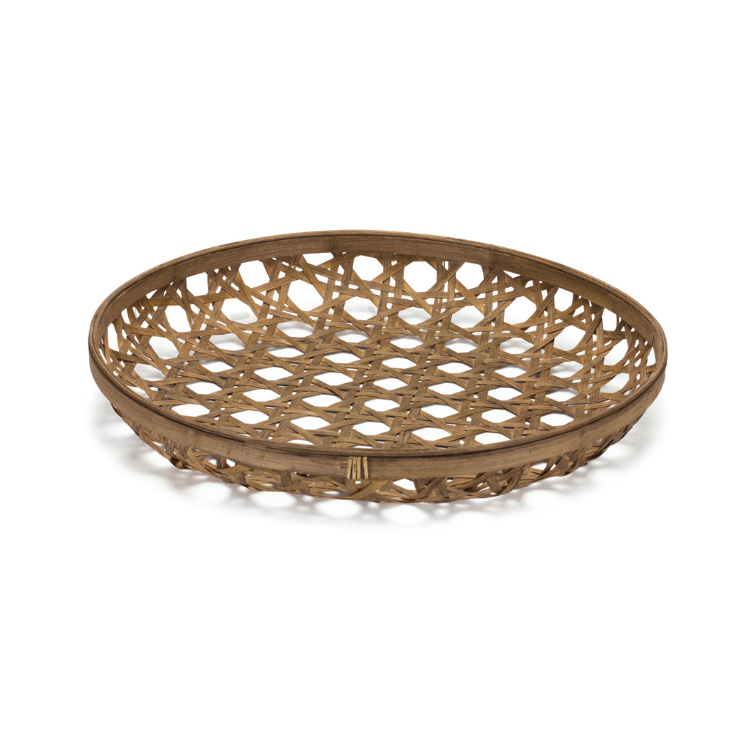 Large Round Bamboo Wooden Tray 22.25