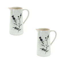 Load image into Gallery viewer, Rustic Thistle Etched Pitcher Vase with Speckled Finish (Set of 2)
