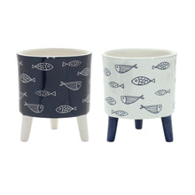 Load image into Gallery viewer, Coastal Fish Pattern Planter with Legs (Set of 12)
