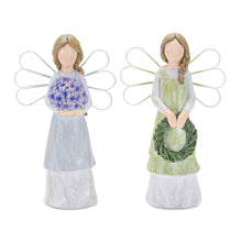 Load image into Gallery viewer, Farmhouse Angel Figurine with Floral Accent (Set of 2)

