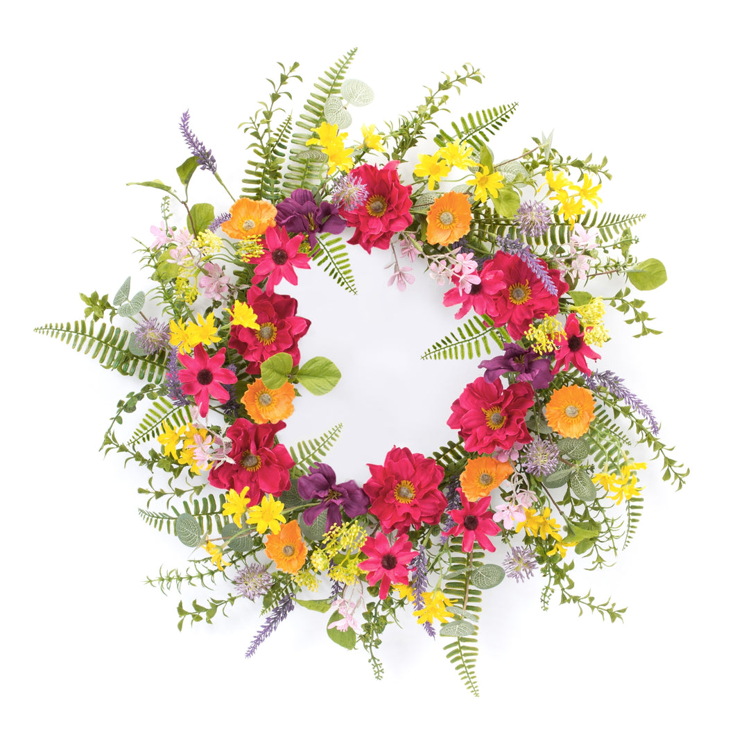 Mixed Fern and Wildflower Floral Wreath 23