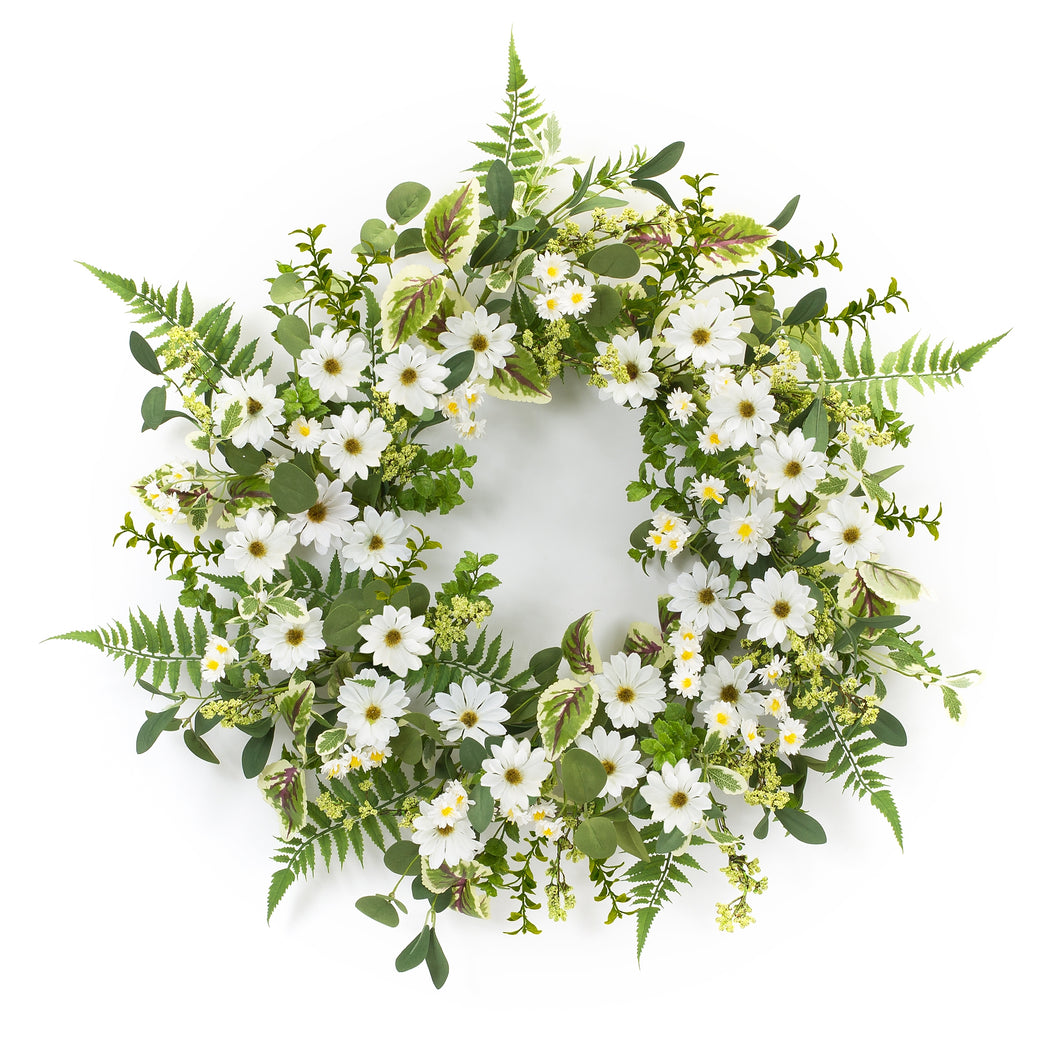 Mixed Fern and Daily Floral Wreath 22.5