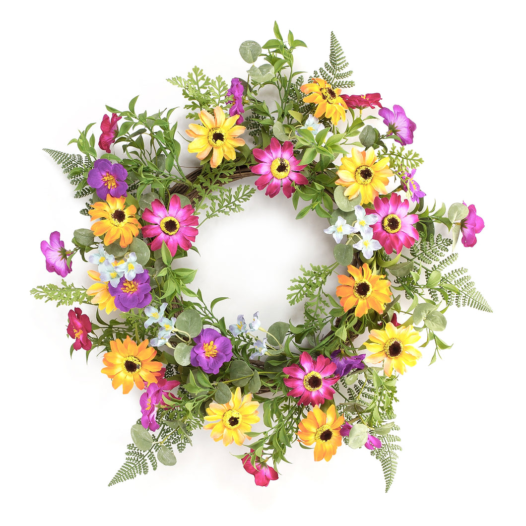 Mixed Fern and Daisy Wildflower Wreath 18