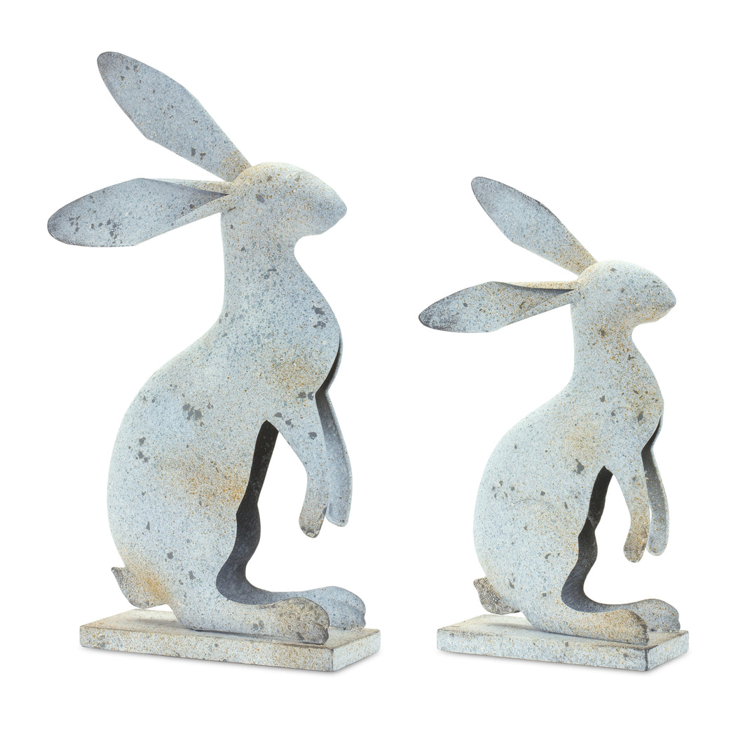 Weathered Iron Standing Rabbit DŽcor with Distressed Finish (Set of 2)