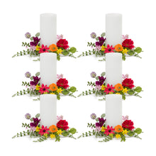 Load image into Gallery viewer, Mixed Rainbow Floral Candle Ring (Set of 6)

