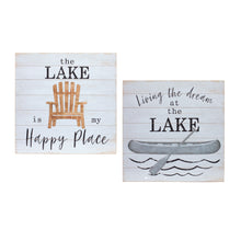 Load image into Gallery viewer, Wooden Lake Life Sentiment Sign (Set of 2)

