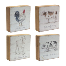 Load image into Gallery viewer, Rustic Wood Farm Animal Sentiment Block (Set of 4)
