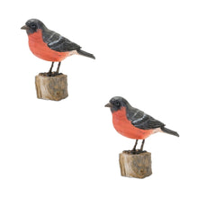 Load image into Gallery viewer, Rustic Stone Bird Figurine Perched on Stump (Set of 2)
