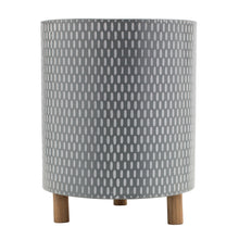 Load image into Gallery viewer, Iron Metal Planter with Geometric Design and Wood Legs (Set of 3)
