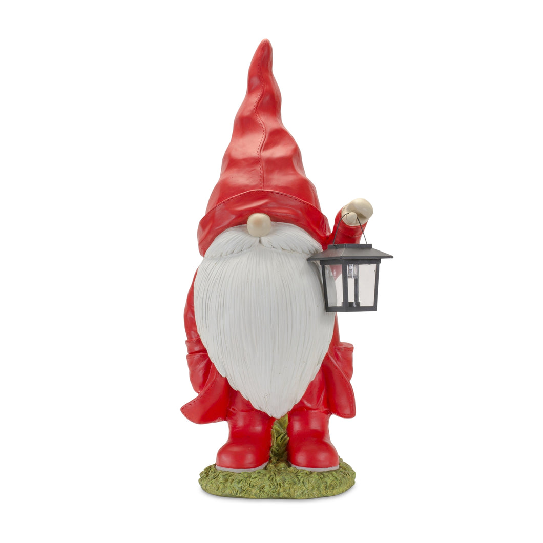 Raincoat Garden Gnome Statue with Lantern Accent 24.75