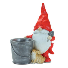 Load image into Gallery viewer, Raincoat Garden Gnome Statue with Bucket Planter 24.75&quot;H
