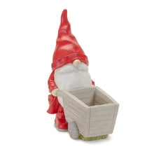 Load image into Gallery viewer, Raincoat Garden Gnome Statue with Wheelbarrow Planter 24.75&quot;H
