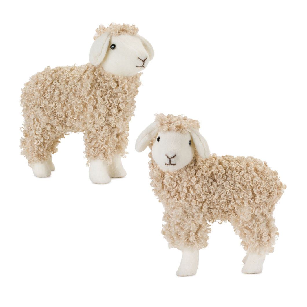 Standing Plush Sheep DŽcor with Curly Hair (Set of 2)