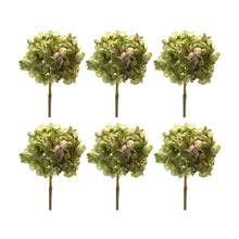 Load image into Gallery viewer, Green Hydrangea Flower Stem (Set of 6)

