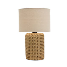 Load image into Gallery viewer, Stone Table Lamp with Rattan Design 18&quot;H
