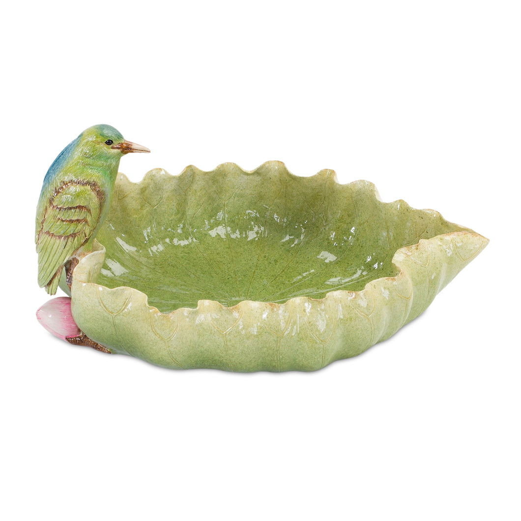 Stone Leaf Bird Bath with Hummingbird Accent 10